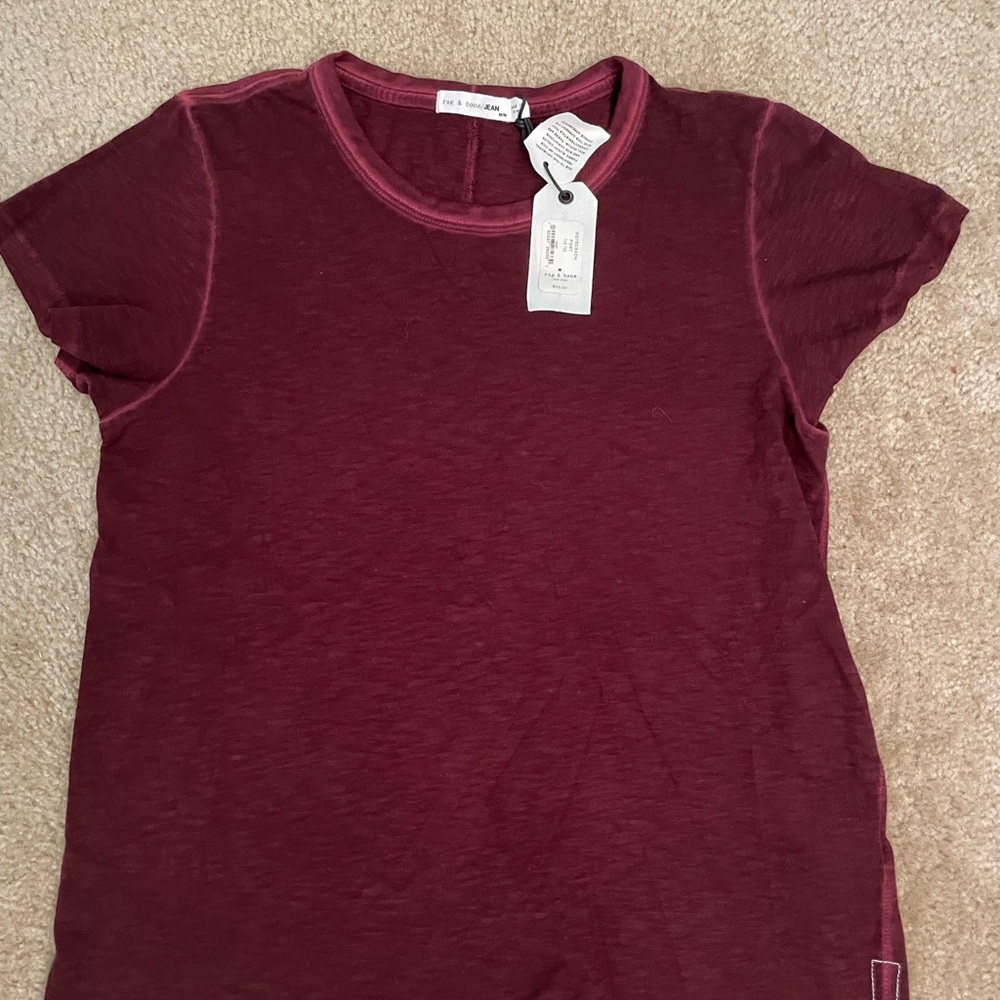 rag & bone Deep Red Short Sleeve Tee